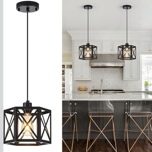 Modern Farmhouse Black Lantern Pendant Lights – 2 Pack